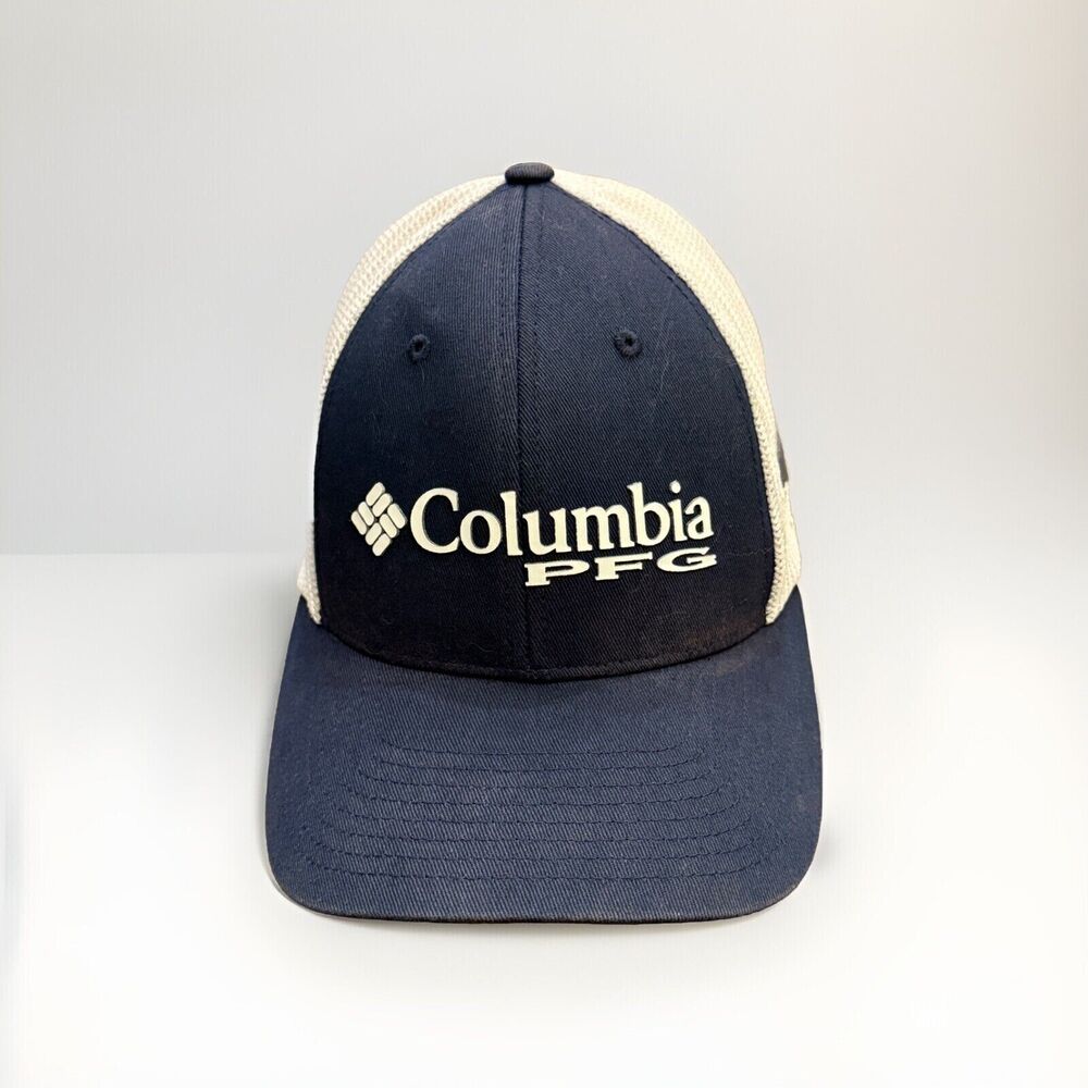 Columbia PFG Unisex Navy White Fishing Adjustable Snapback Hat Mesh Cap OSFM
